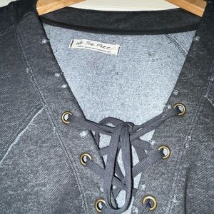 Free People Sz L sweater/sweatshirt lace up front